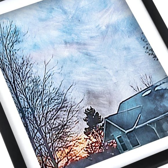 Framed Watercolor forest‎ winter wall art - Picture 2 of 4